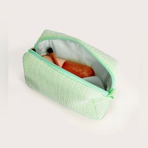 Makeup bag shein pretty light green seersucker fabric